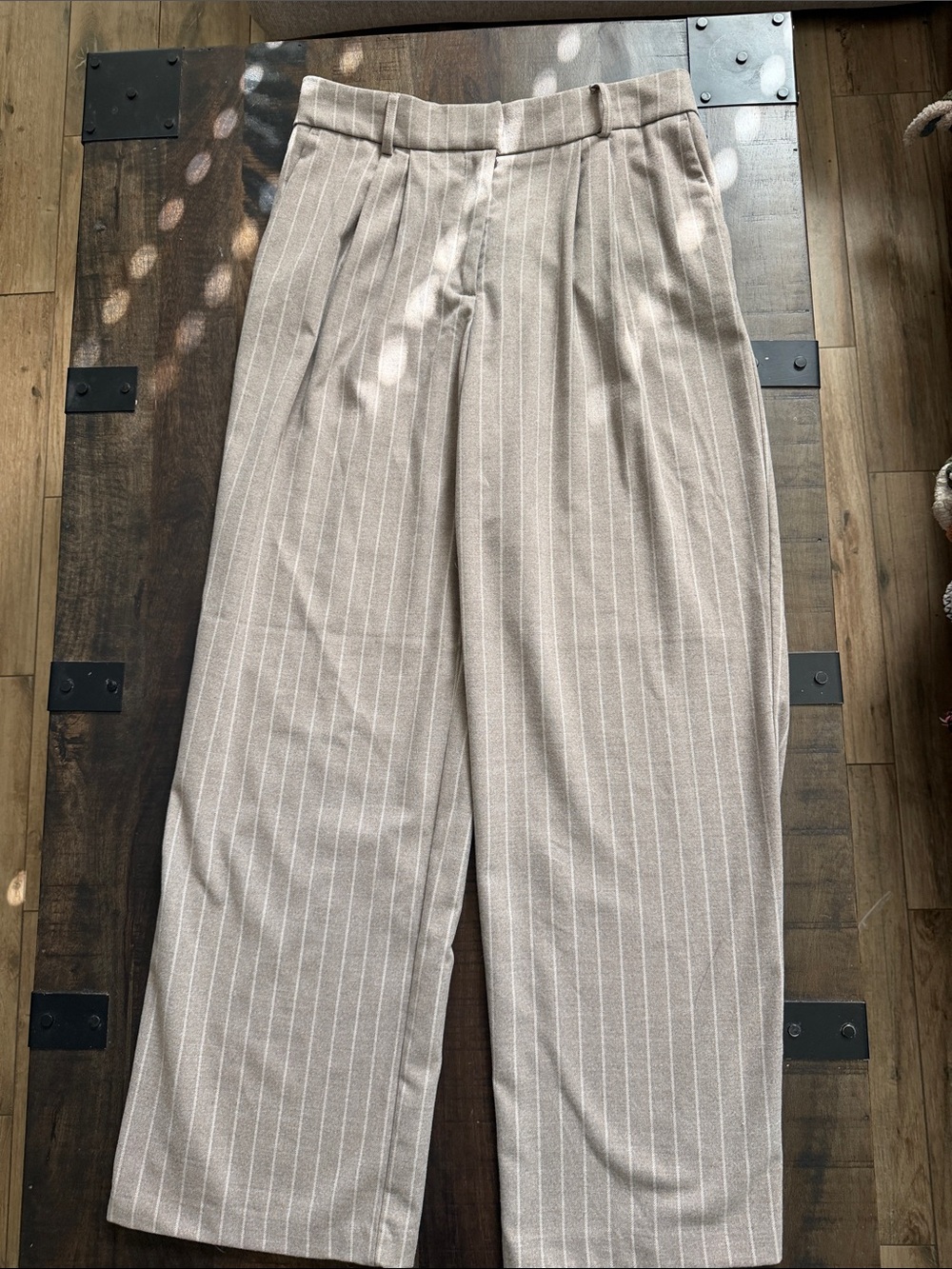Rachel Zoe Taupe Pinstripe Wide-Leg Men's Trousers